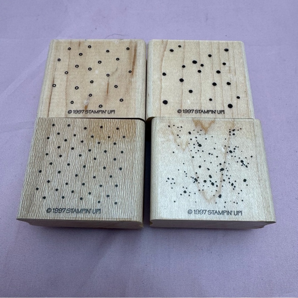 Stampin’ Up! Itty Bitty Backgrounds (1997) – 4 Wood-Mounted Rubber Stamps - Picture 3 of 4